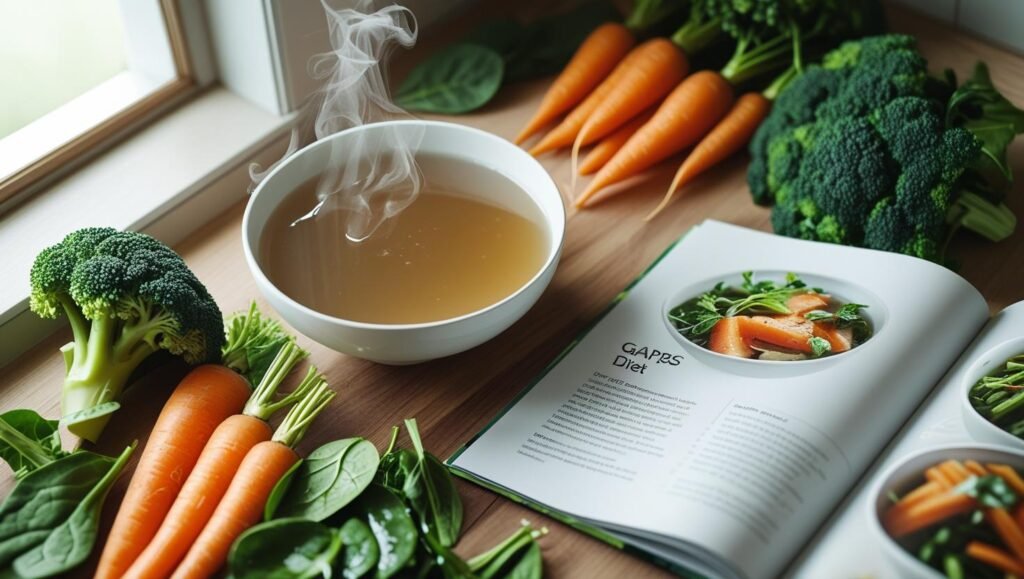 Introduction to the GAPS Diet with bone broth and fresh vegetables